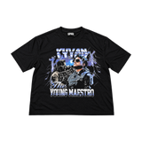 The Young Maestro tee by U14U, black tee with Yuvan portrait print, front